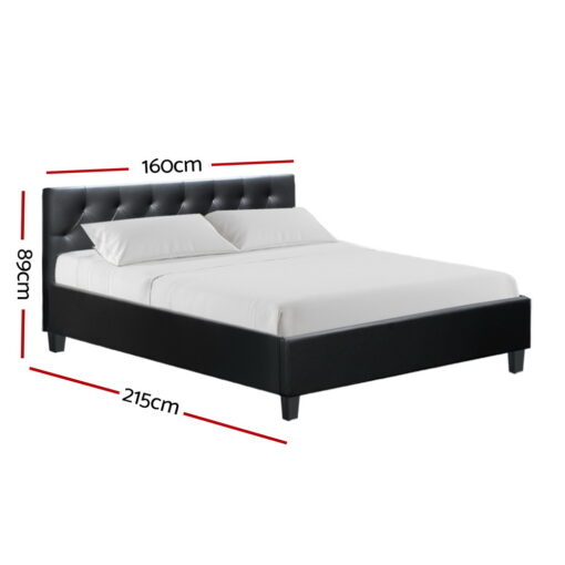 Artiss Vanke Bed Frame PU Leather- Black Queen - Image 2