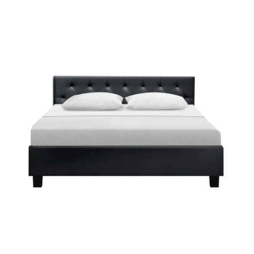 Artiss Vanke Bed Frame PU Leather- Black Queen - Image 3