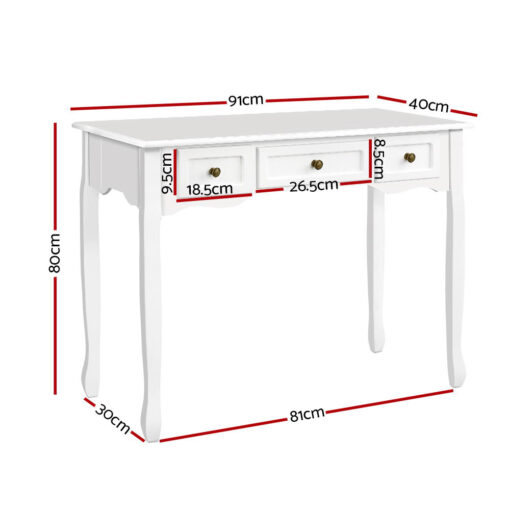 Artiss Hall Console Table Hallway Side Dressing Entry Wooden French Drawer White - Image 2