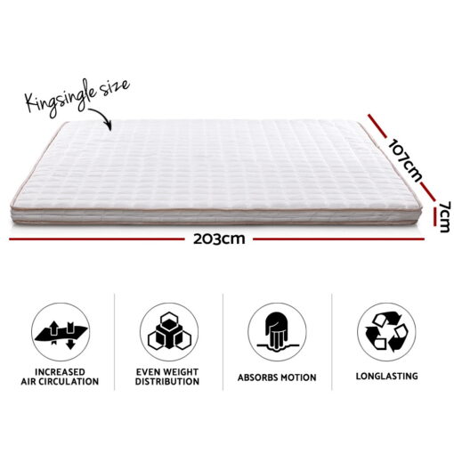 Giselle Bedding Memory Foam Mattress Topper Bed Underlay Cover King Single 7cm - Image 2