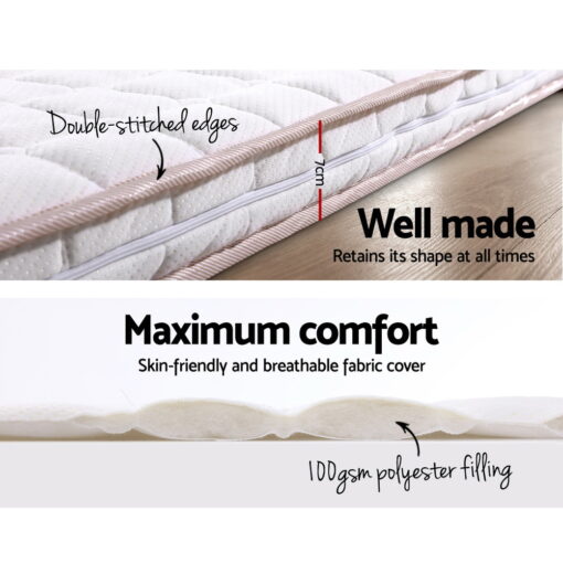 Giselle Bedding Memory Foam Mattress Topper Bed Underlay Cover King Single 7cm - Image 4