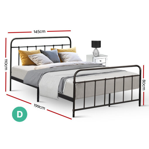 Artiss Double Size Metal Bed Frame - Black - Image 2