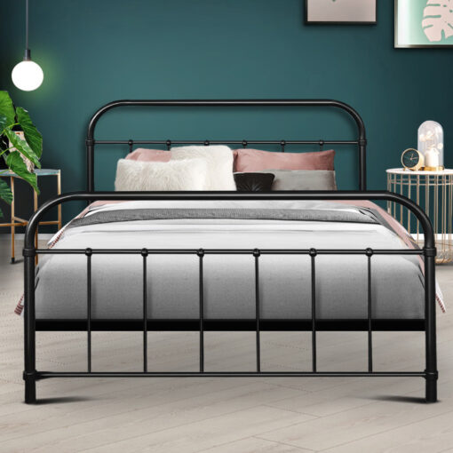 Artiss Double Size Metal Bed Frame - Black - Image 7