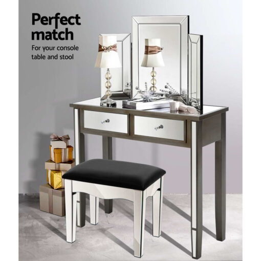 Artiss Mirrored Furniture Dressing Table Dresser Mirror Stool Chest of Drawers - Image 4