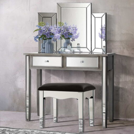 Artiss Mirrored Furniture Dressing Table Dresser Mirror Stool Chest of Drawers - Image 7