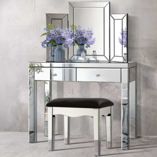 Artiss Mirrored Furniture Dressing Table Dresser Chest of Drawers Mirror Stool - Image 7