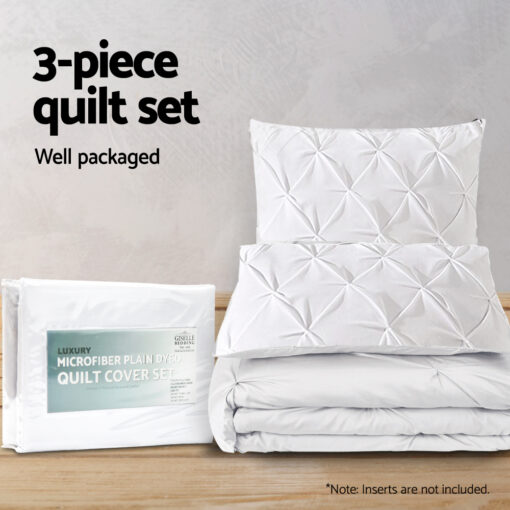 Giselle Bedding Super King Size Quilt Cover Set - White - Image 5